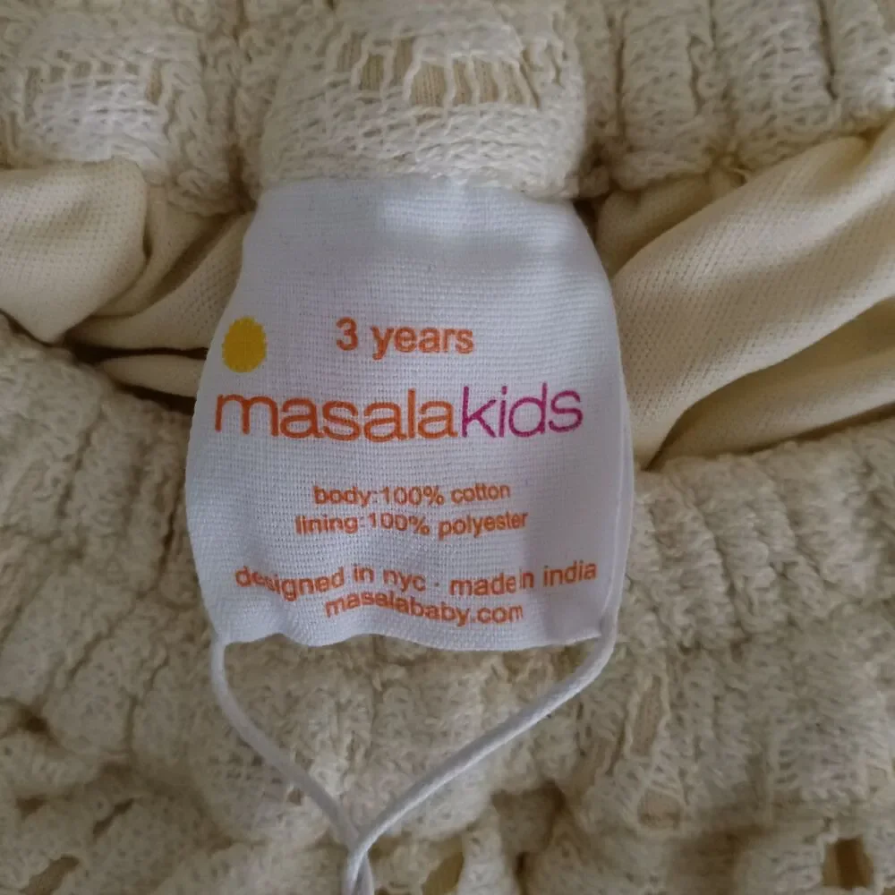 Masala Kids Girls' Little Angel Ruffle Skirt Lace Size 3 Years old New with Tags
